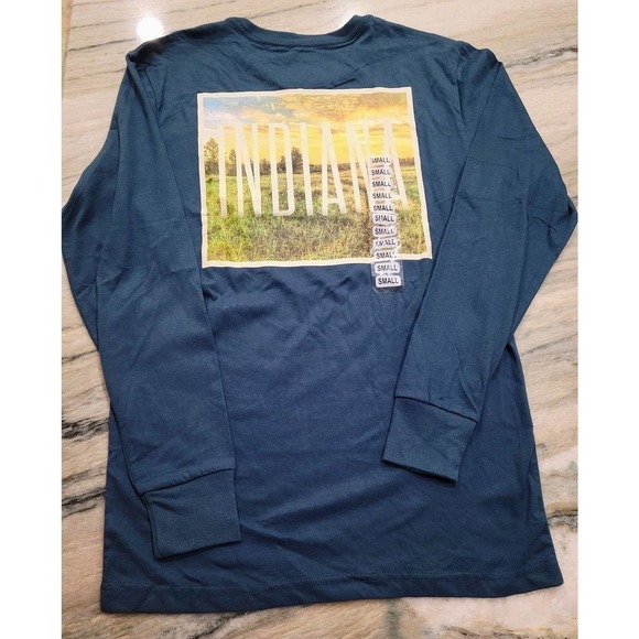 State Of Mine Indiana Blue Long Sleeve Tee Shirt Small NWT - Picture 1 of 4